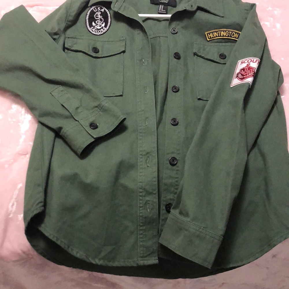 Army green jean jacket
